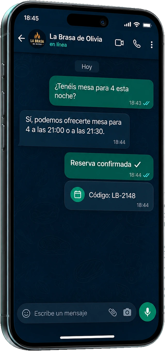 Asistente Inteligente para restaurantes — Un Asistente Inteligente que responde y reserva, en tu web y en WhatsApp